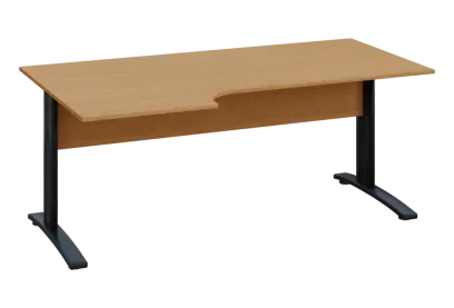 ERK 28 - 186 stůl kancelářský, rohový, levý, kovová podnož černá, deska 25 mm, široký 1800 mm, buk Royal